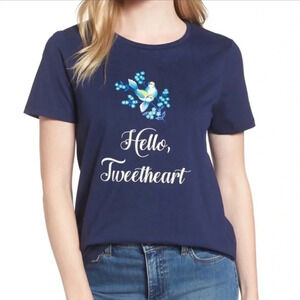 New Draper James Hello Tweetheart Bird Graphic tee floral t-shirt top floral